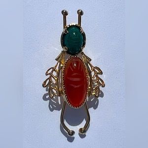 12KT yellow gold filled Scarab Bug Pin